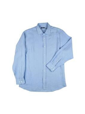 NEW BENSON men's long sleeve linen shirt in sky blue